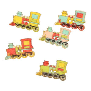 Träknapp - Ånglok (5-pack)