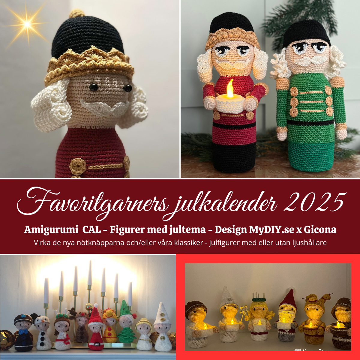 Julkalender 2025 - Amigurumi CAL - Luciafigurer - Favoritgarner