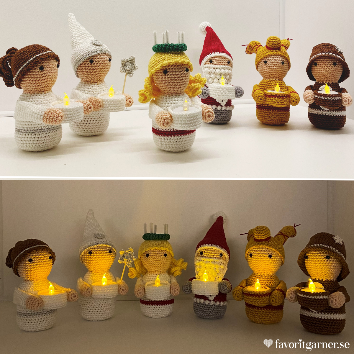 Julkalender 2025 - Amigurumi CAL - Luciatåg_02 - Favoritgarner