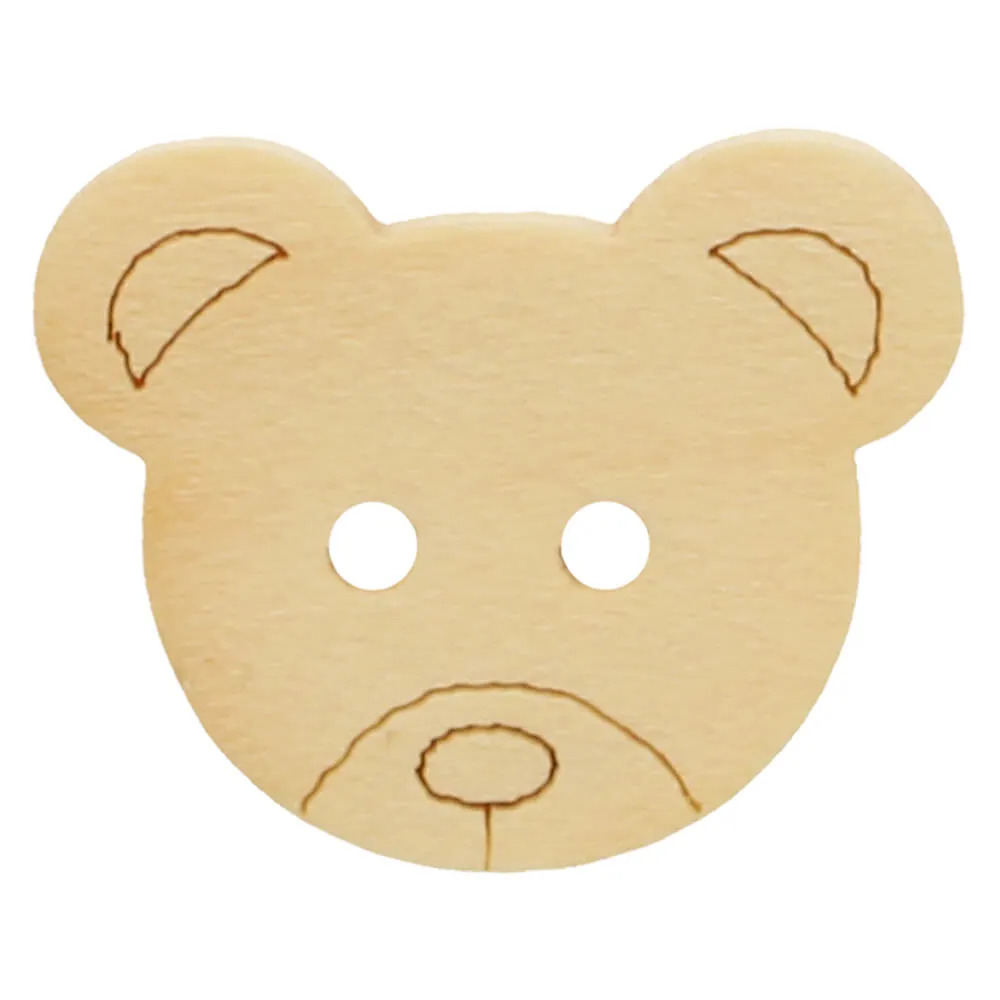 Träknapp - Nalle huvud (5-pack)
