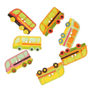 Träknapp - Buss (5-pack)